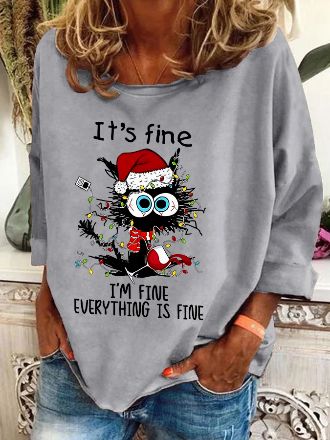 Damen Rundhals Weihnachten Lässig Frühling/Herbst Langarm Sweatshirt