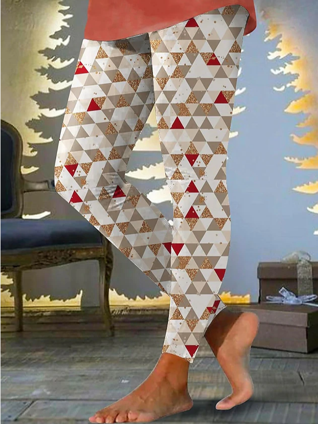 Damen Lässig Geometrisch Jersey Alle Jahreszeiten Lang Leggings