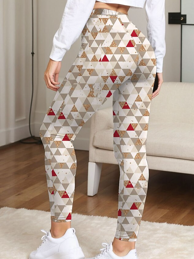 Damen Lässig Geometrisch Jersey Alle Jahreszeiten Lang Leggings