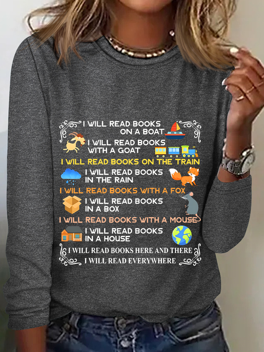 Damen Langarm Bluse Frühling/Herbst Textbriefe Rundhals Täglich Ausgehen Lässig Oberteile