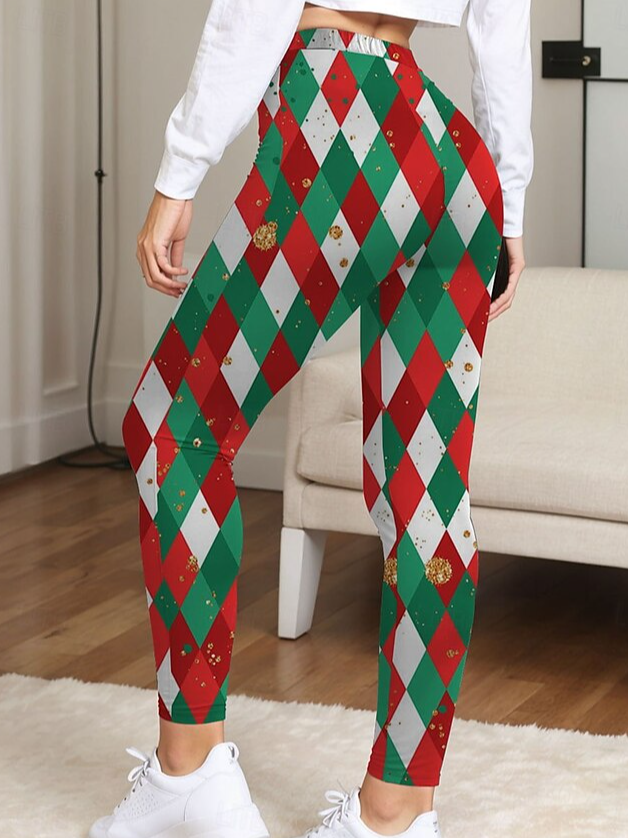 Damen Lässig Geometrisch Jersey Alle Jahreszeiten Lang Leggings