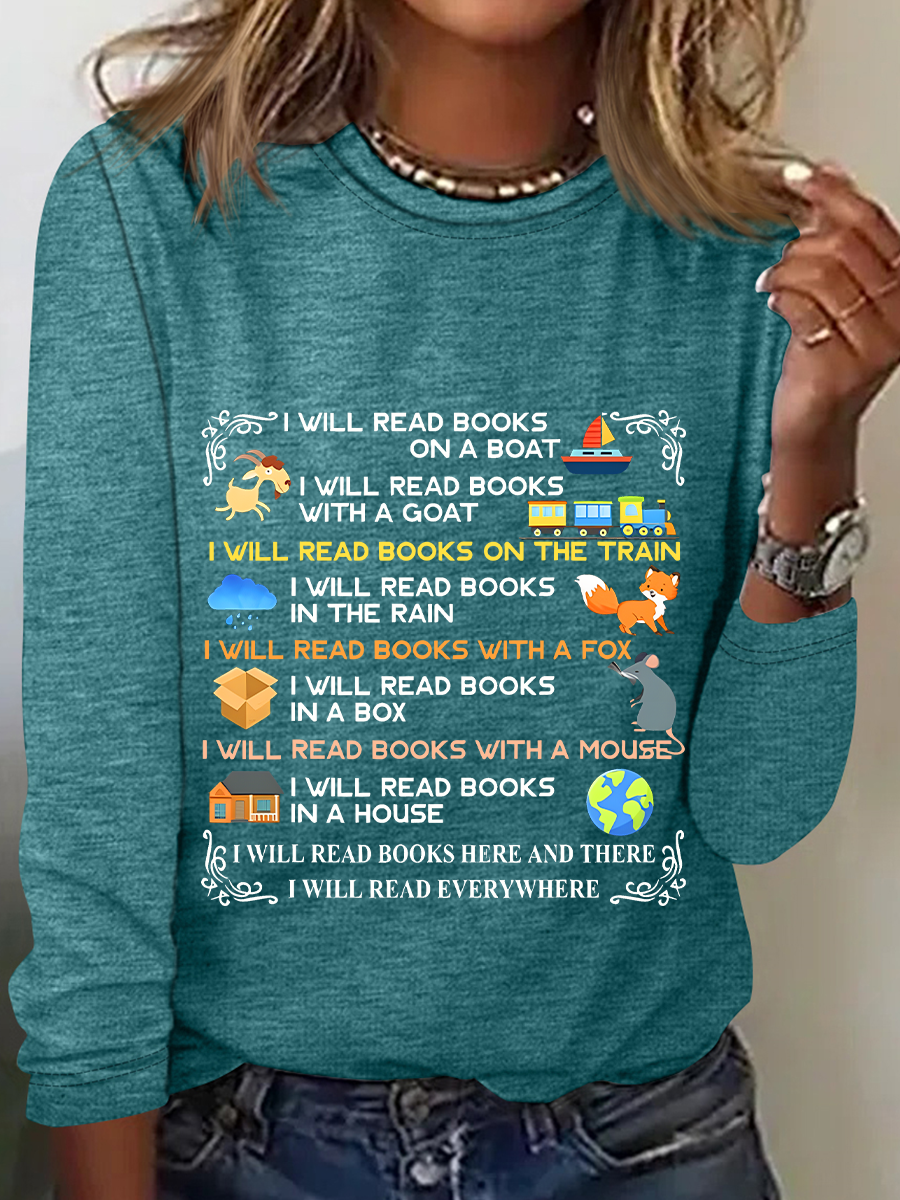 Damen Langarm Bluse Frühling/Herbst Textbriefe Rundhals Täglich Ausgehen Lässig Oberteile