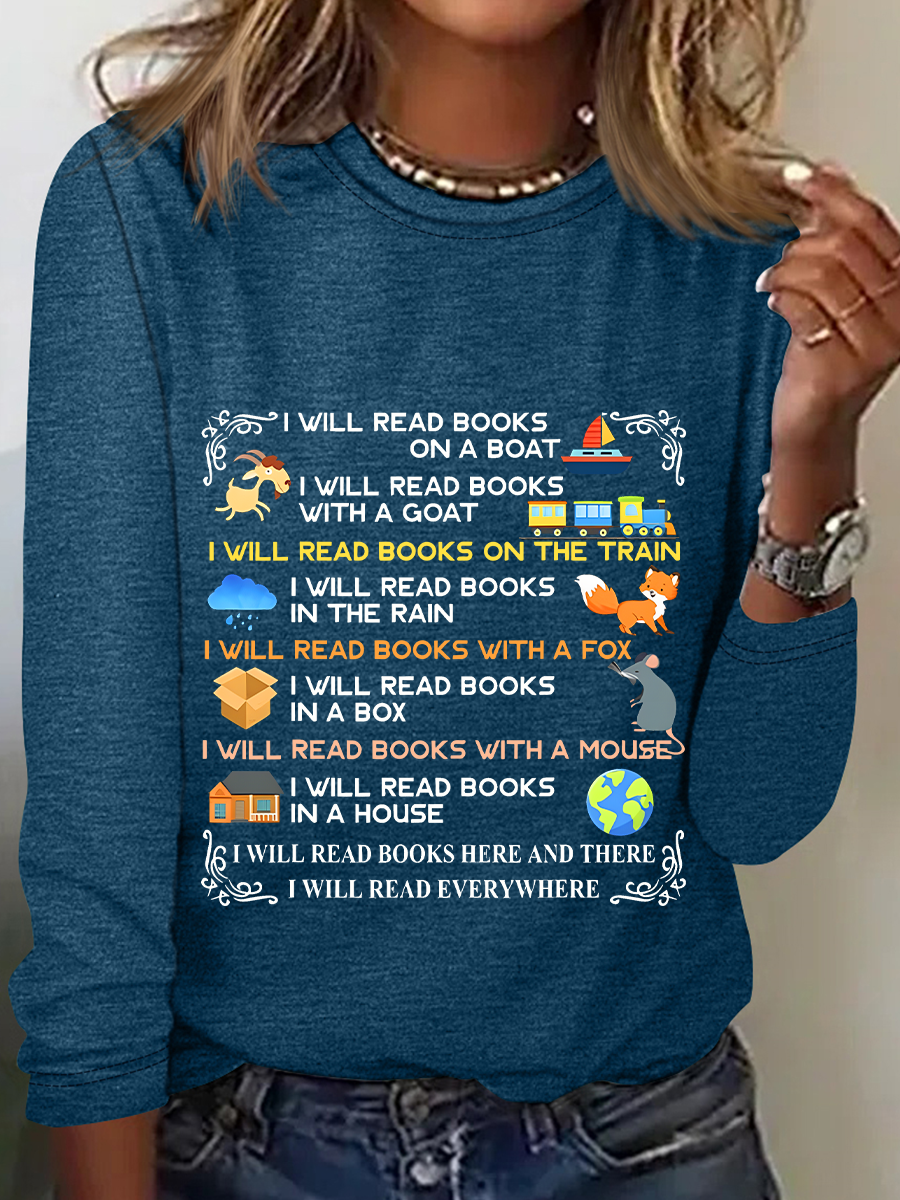Damen Langarm Bluse Frühling/Herbst Textbriefe Rundhals Täglich Ausgehen Lässig Oberteile