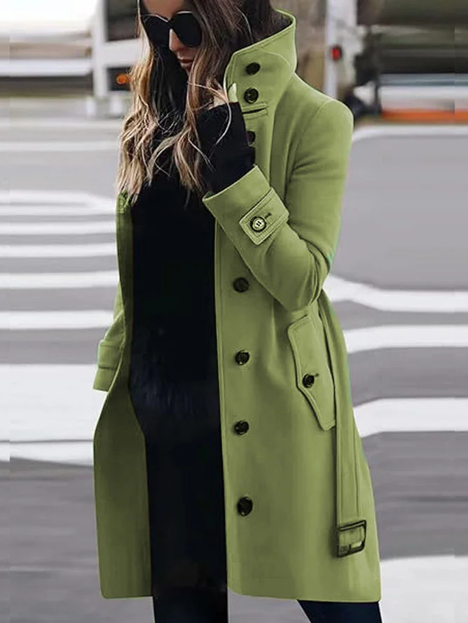 Damen Herbst Oberbekleidung Lässig Unifarben Langarm Jacke