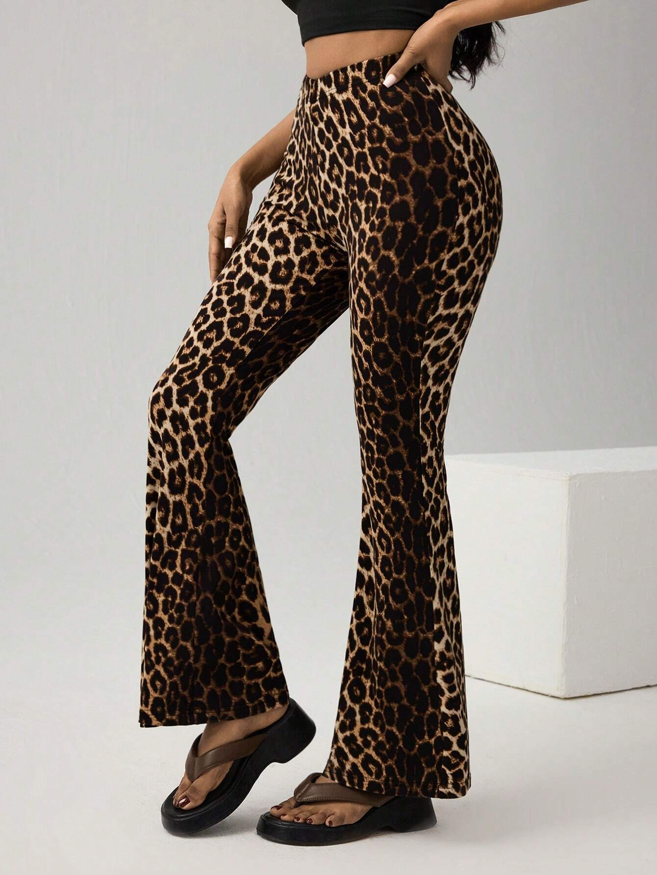 Damen Hose Schlaghose Party Ausgehen Lässig Leopard Frühling/Herbst Hose