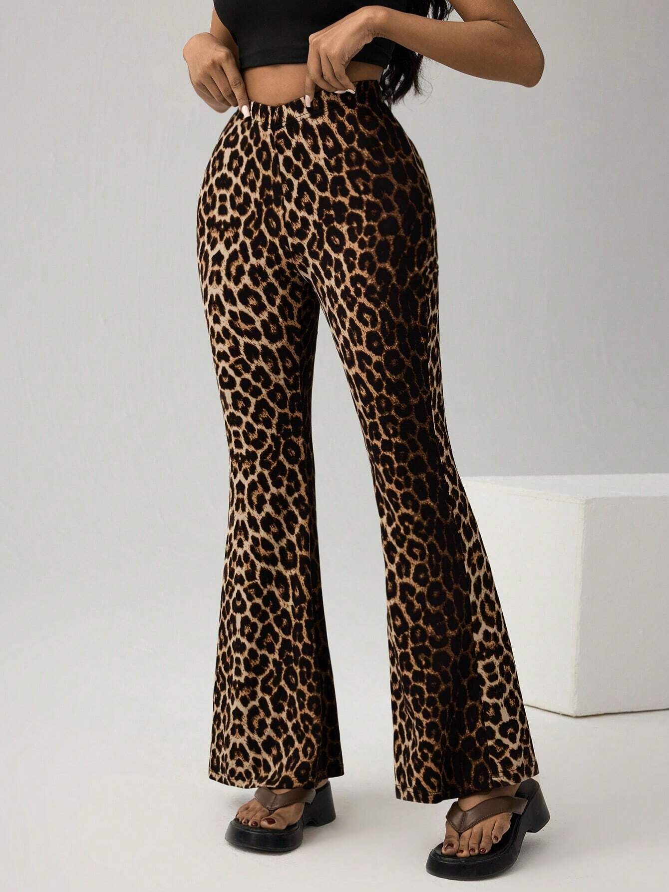 Damen Hose Schlaghose Party Ausgehen Lässig Leopard Frühling/Herbst Hose