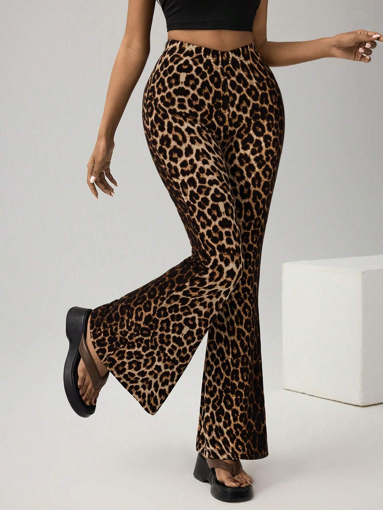 Damen Hose Schlaghose Party Ausgehen Lässig Leopard Frühling/Herbst Hose