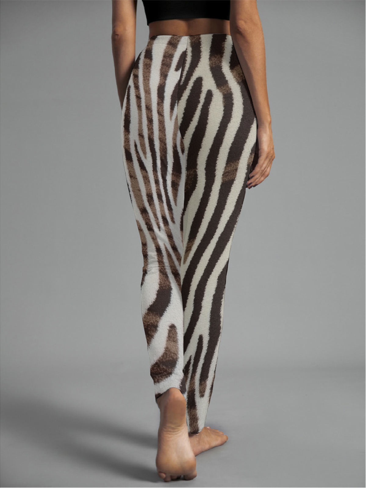 Damen Lässig Zebra Jersey Alle Jahreszeiten Lang Leggings