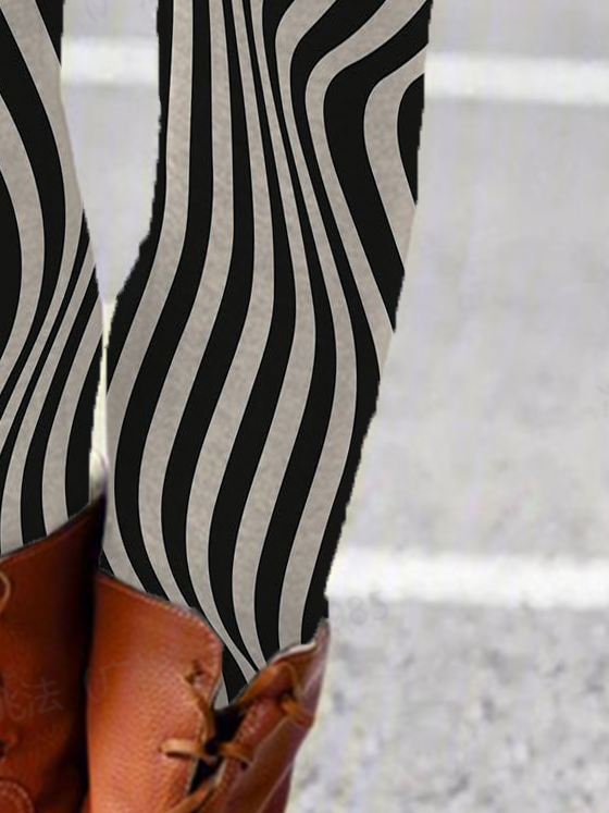 Damen Lässig Zebra Jersey Alle Jahreszeiten Lang Leggings