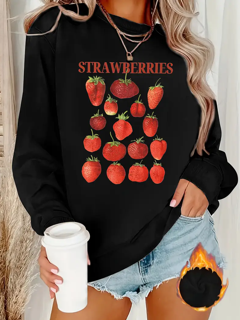 Damen Rundhals Botanisch Muster Lässig Frühling/Herbst Langarm Sweatshirt