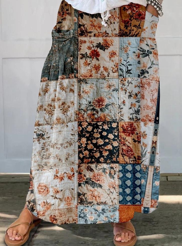 Damen Retro Kariert Regenschirm Frühling/Herbst Baumwolle Rock
