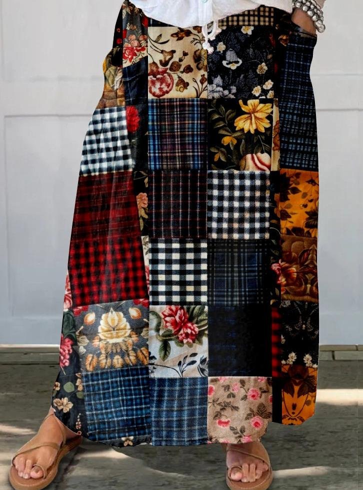 Damen Retro Kariert Regenschirm Frühling/Herbst Baumwolle Rock