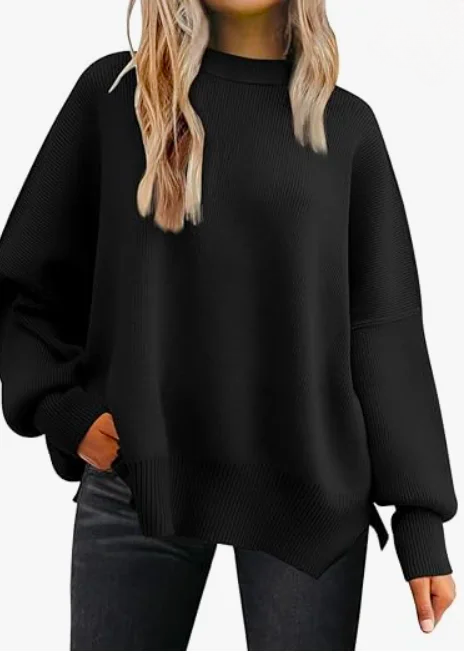 Damen Winter Unifarben Lässig Langarm Rundhals Pullover