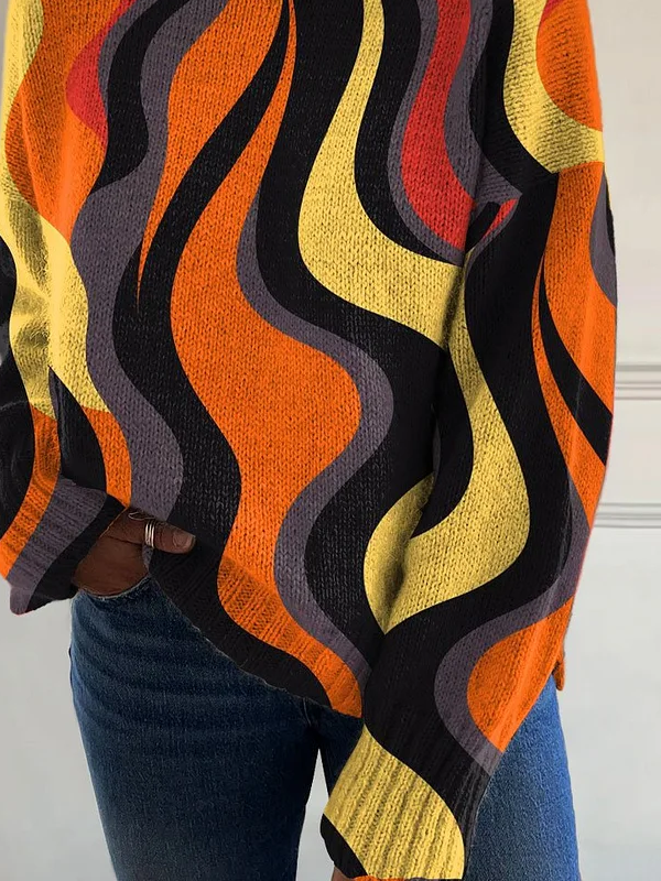 Damen Rollkragen Geometrisch Lässig Frühling/Herbst Langarm Sweatshirt