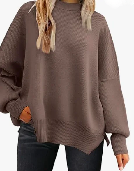 Damen Winter Unifarben Lässig Langarm Rundhals Pullover