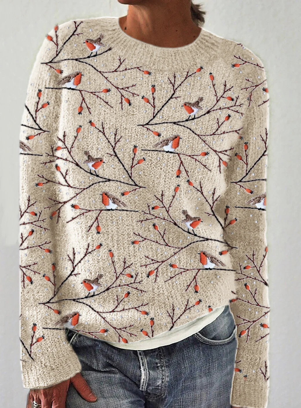 Damen Frühling/Herbst Tier Lässig Langarm Rundhals Wolle/Stricken Pullover