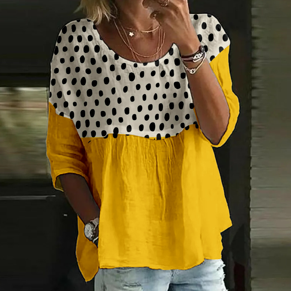 Damen Halbarm T-Shirts T-Shirt Sommer Polka Dots Rundhals Retro Oberteile