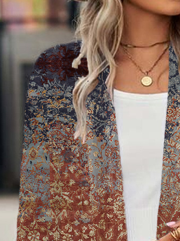 Damen Frühling/Herbst Oberbekleidung Lässig Ethnisch Jersey Schal Jacke