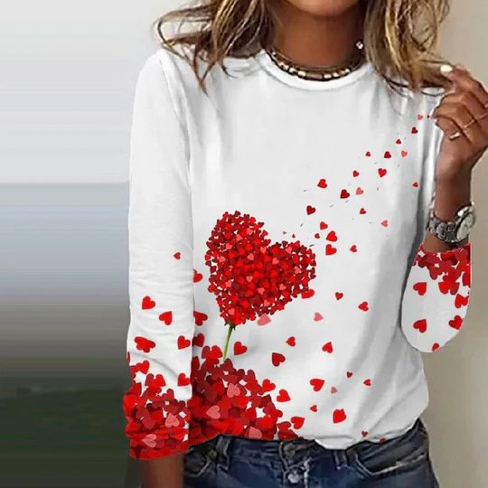 Damen Langarm T-Shirts T-Shirt Frühling/Herbst Geblümt Jersey Rundhals Täglich Ausgehen Lässig Oberteile
