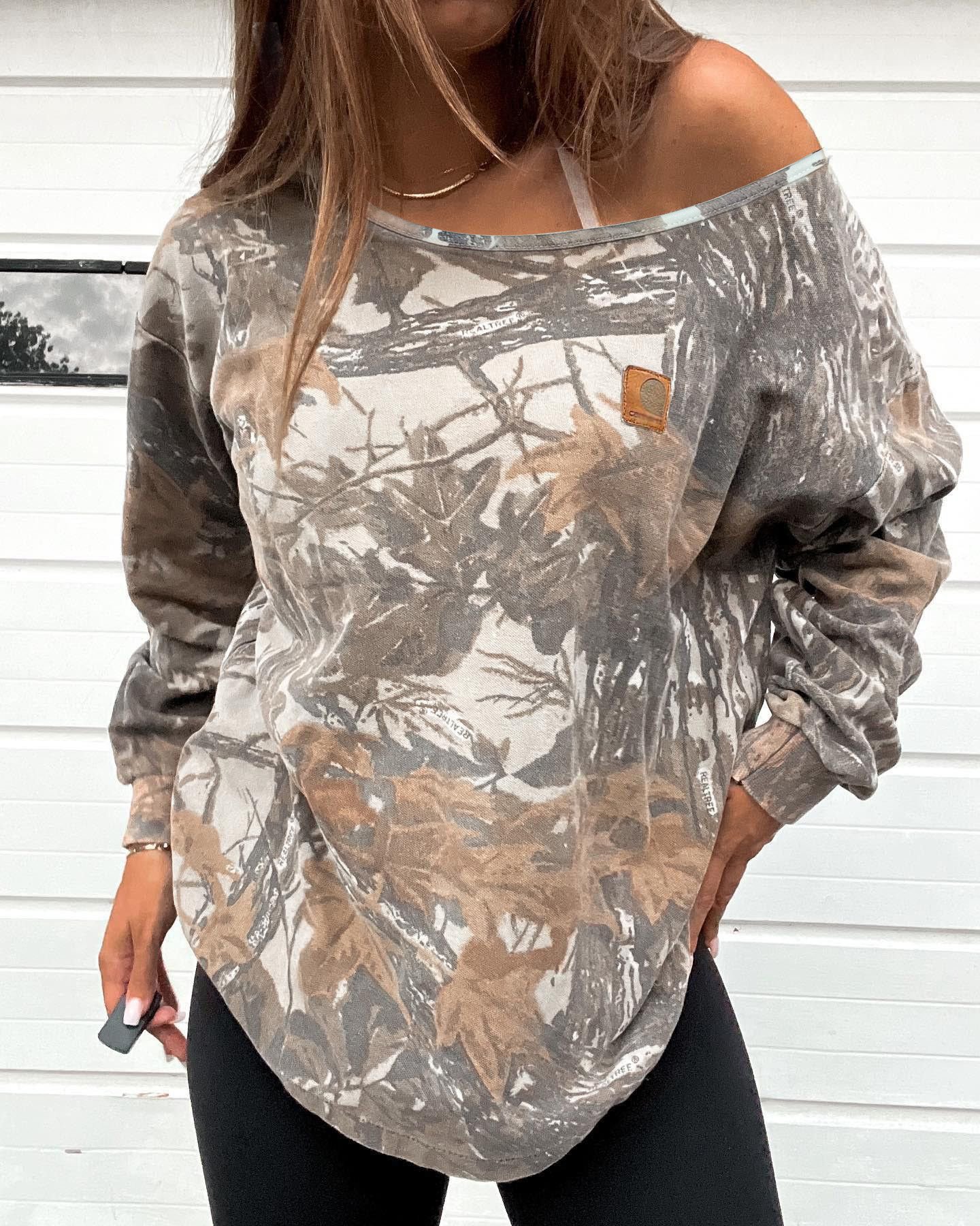 Damen Asymmetrisch Abstrakt Lässig Frühling/Herbst Langarm Sweatshirt