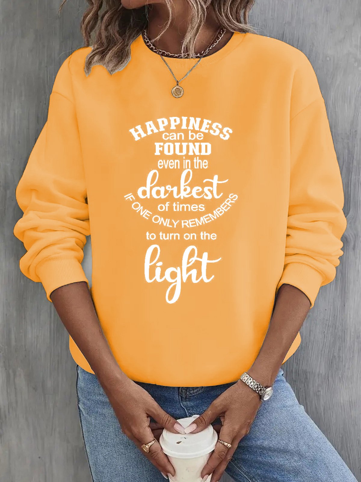 Damen Rundhals Textbriefe Lässig Frühling/Herbst Langarm Sweatshirt