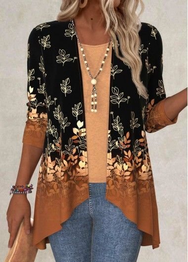Damen Frühling/Herbst Oberbekleidung Retro Farbverlauf Jersey Schal Jacke