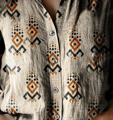Damen Langarm Bluse Frühling/Herbst Geometrisch Hemdkragen Täglich Ausgehen Lässig Oberteile