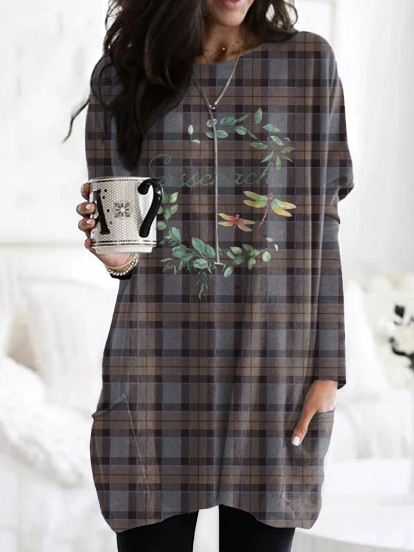 Damen Langarm T-Shirts T-Shirt Frühling/Herbst Geometrisch Baumwolle Rundhals Täglich Ausgehen Retro Oberteile