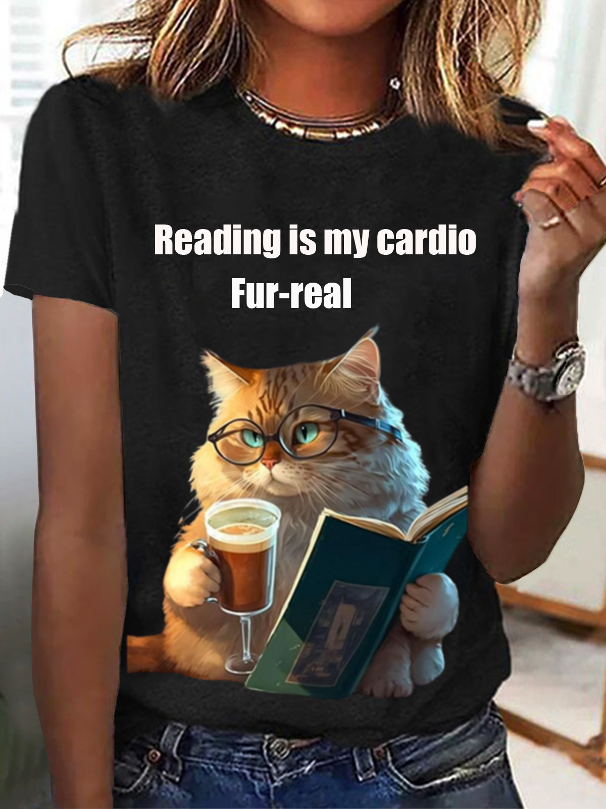 Damen Kurzarm T-Shirts T-Shirt Sommer Katze Jersey Rundhals Täglich Ausgehen Lässig Oberteile