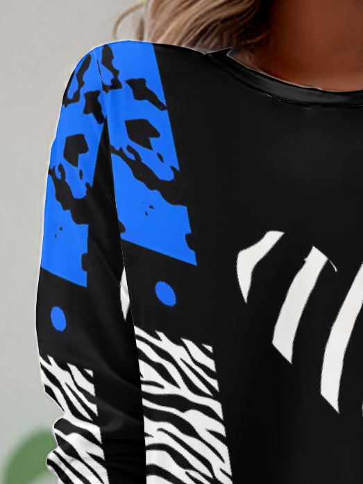 Damen Langarm T-Shirts T-Shirt Frühling/Herbst Leopard Jersey Rundhals Täglich Ausgehen Lässig Oberteile