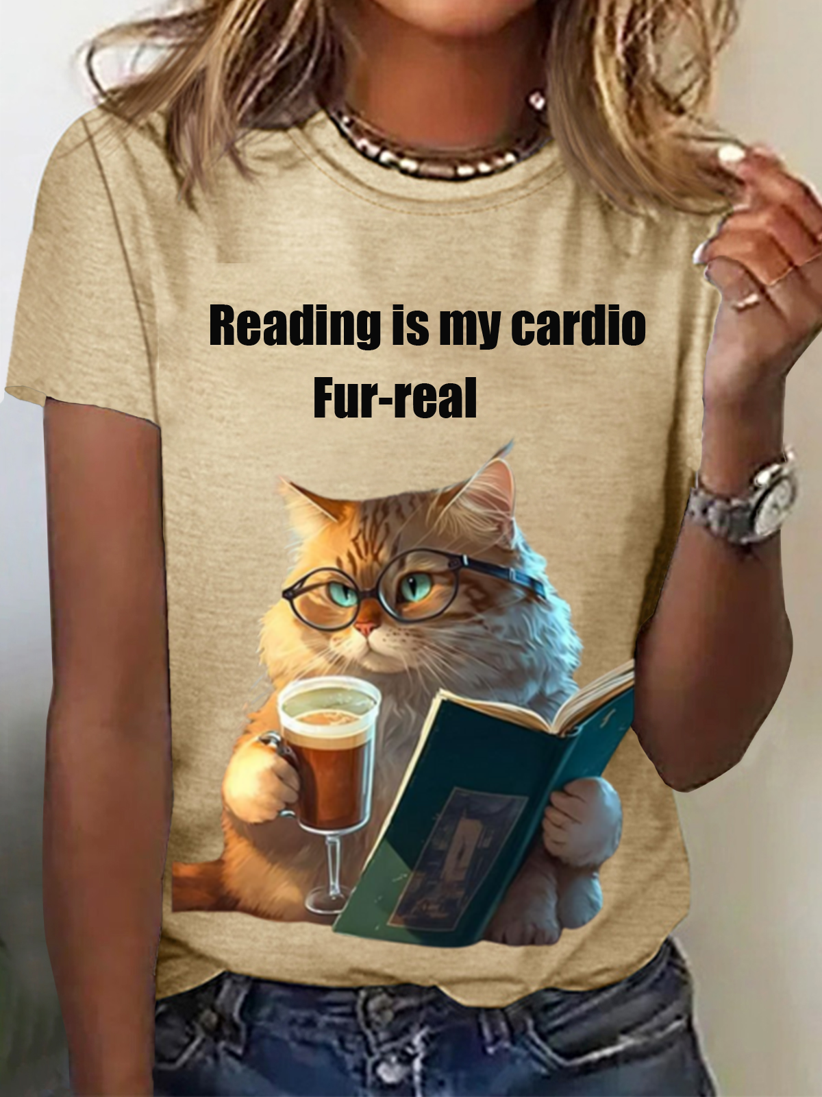 Damen Kurzarm T-Shirts T-Shirt Sommer Katze Jersey Rundhals Täglich Ausgehen Lässig Oberteile