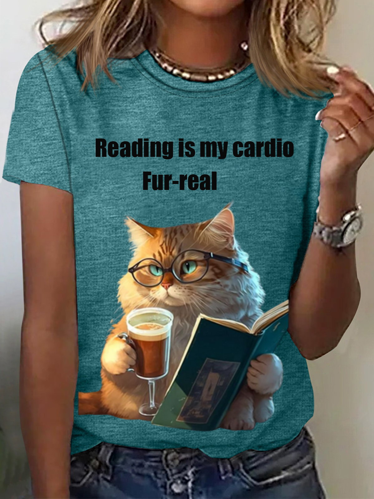 Damen Kurzarm T-Shirts T-Shirt Sommer Katze Jersey Rundhals Täglich Ausgehen Lässig Oberteile