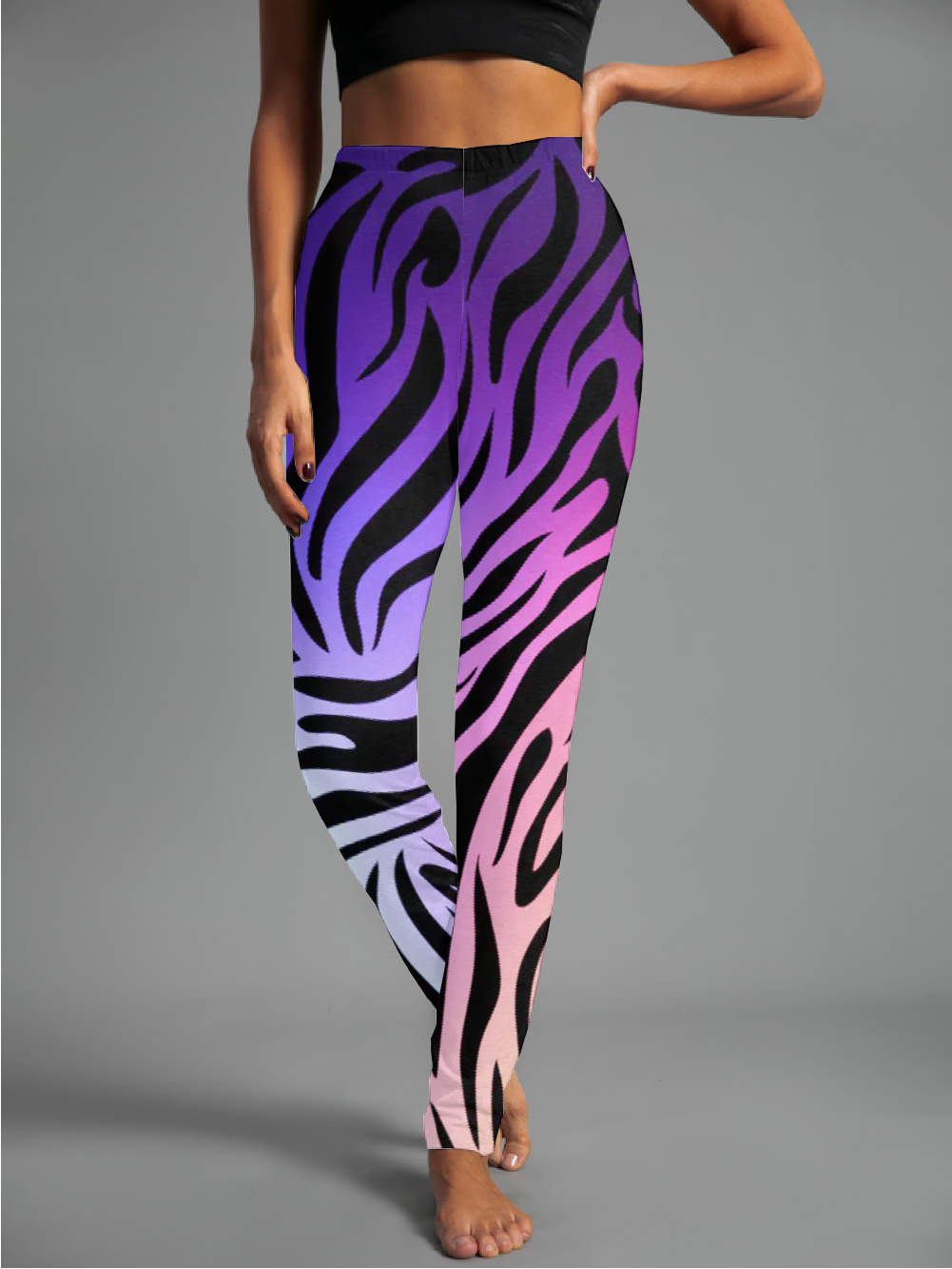 Damen Lässig Zebra Jersey Alle Jahreszeiten Lang Leggings