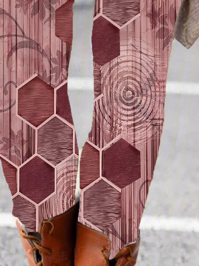 Damen Lässig Geometrisch Jersey Alle Jahreszeiten Lang Leggings