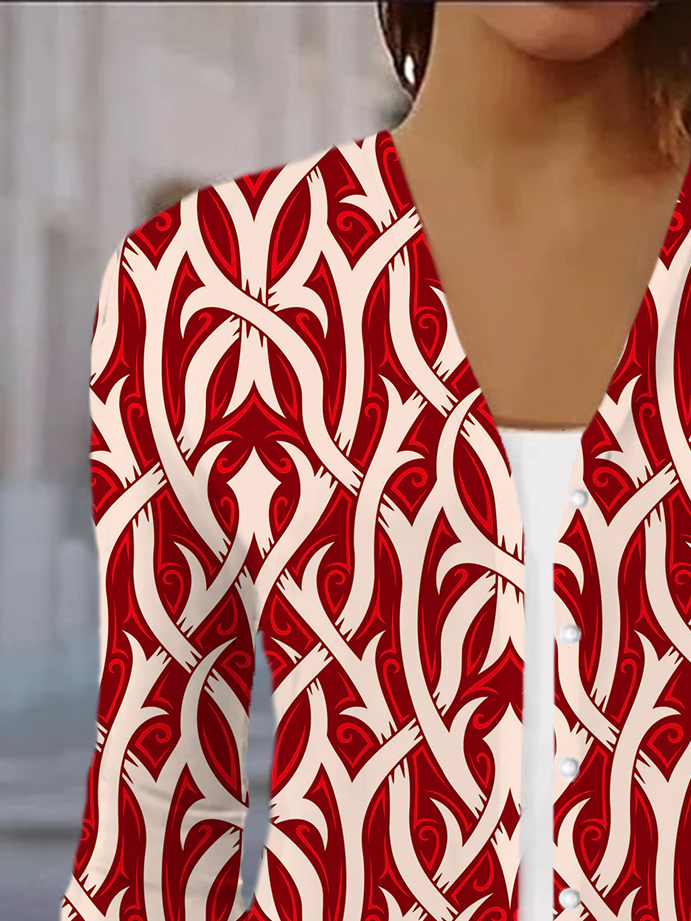 Damen Frühling/Herbst Oberbekleidung Lässig Geblümt Jersey Schal Jacke