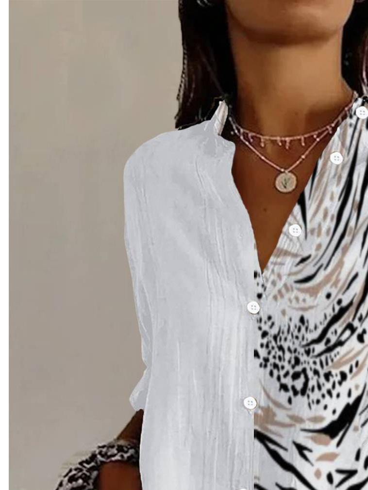 Damen Langarm Bluse Frühling/Herbst Leopard Hemdkragen Urlaub Ausgehen Lässig Oberteile