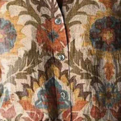 Damen Ethnisch Geometrie Langarm Bluse Frühling/Herbst Hemdkragen Täglich Lässig Oberteile