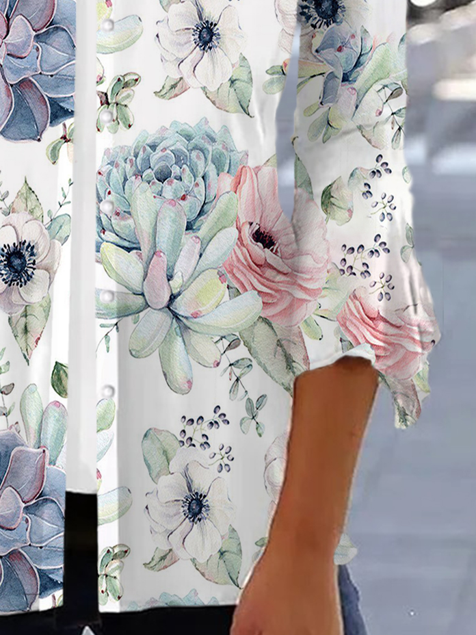 Damen Frühling/Herbst Oberbekleidung Lässig Geblümt Jersey Schal Jacke