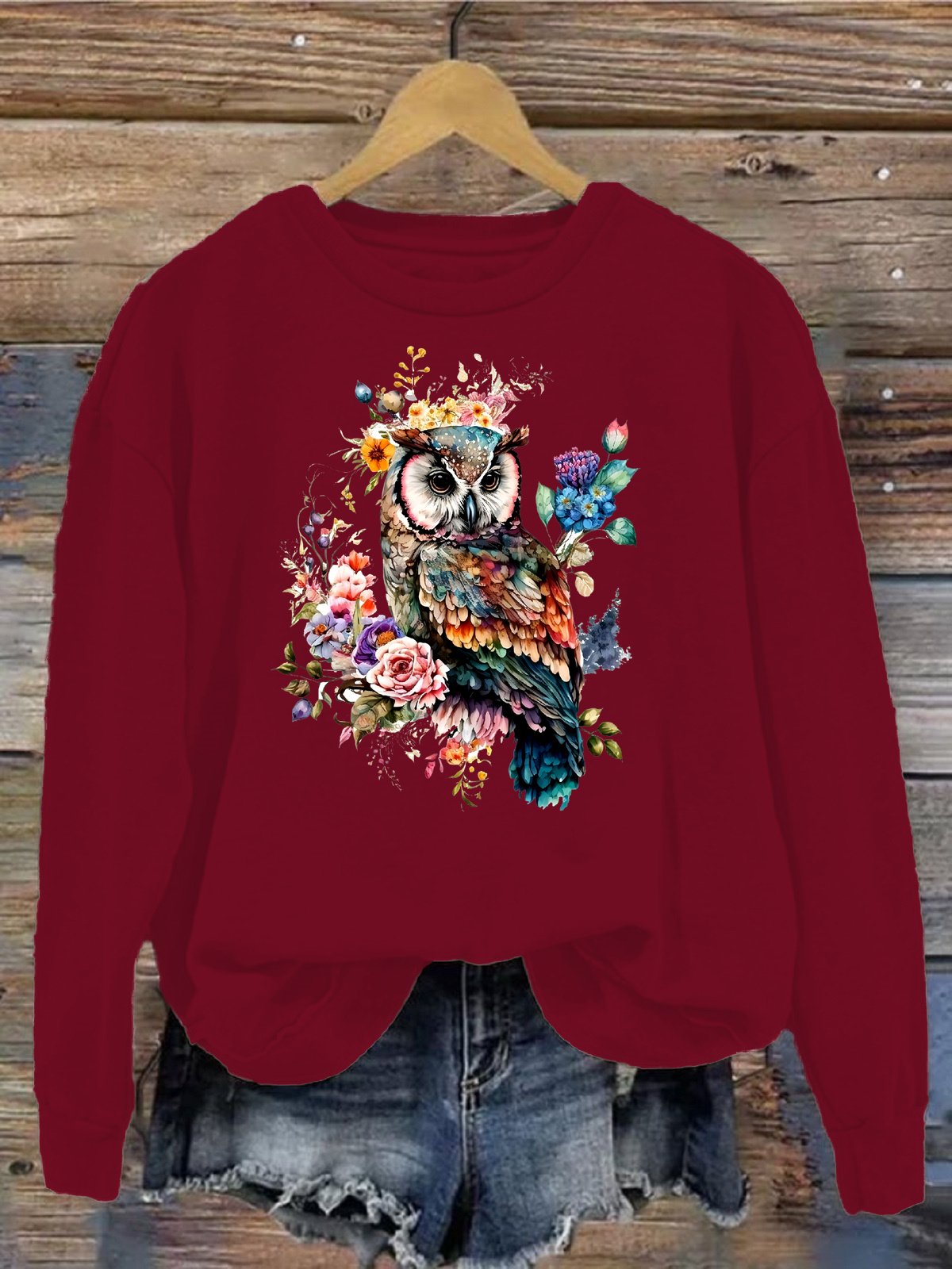 Damen Rundhals Vogel Lässig Frühling/Herbst Langarm Sweatshirt