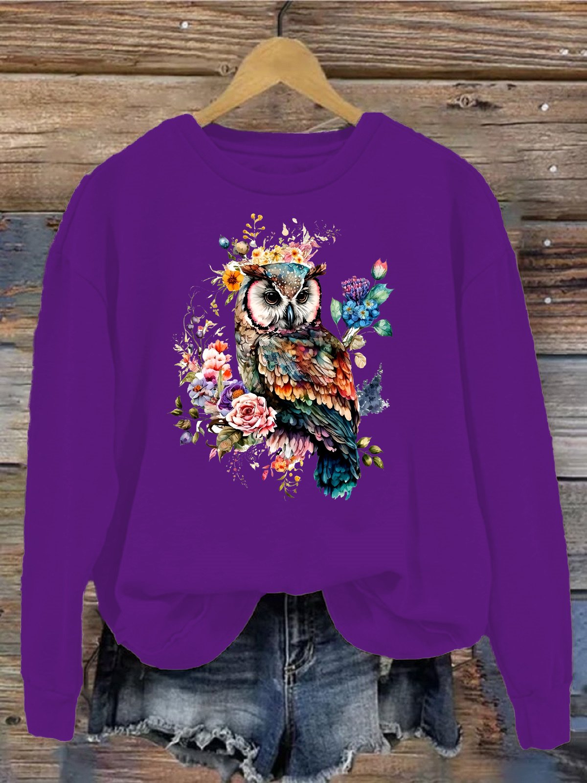 Damen Rundhals Vogel Lässig Frühling/Herbst Langarm Sweatshirt