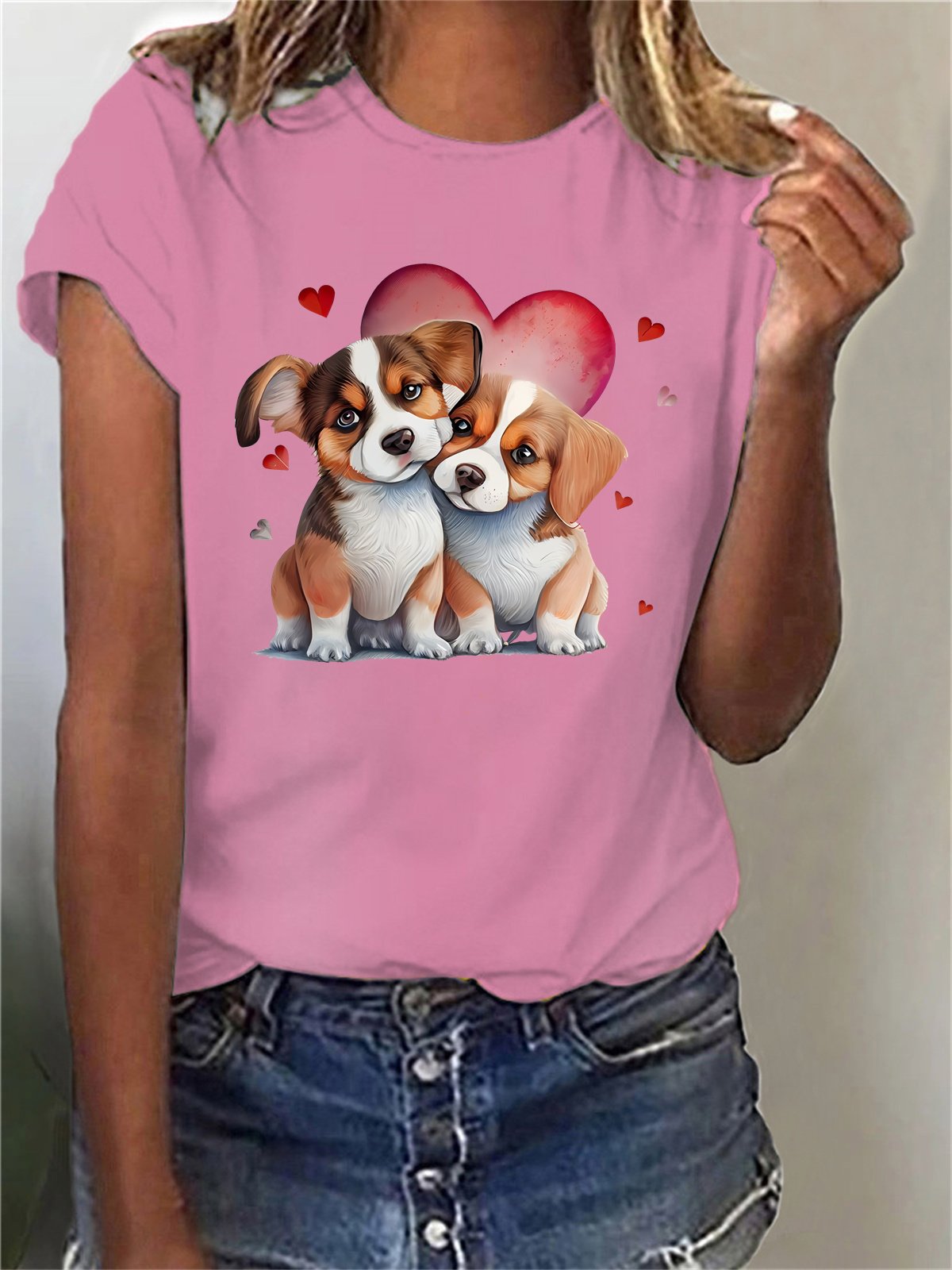 Damen Kurzarm T-Shirts T-Shirt Sommer Hund Baumwollmischung Rundhals Täglich Ausgehen Lässig Oberteile