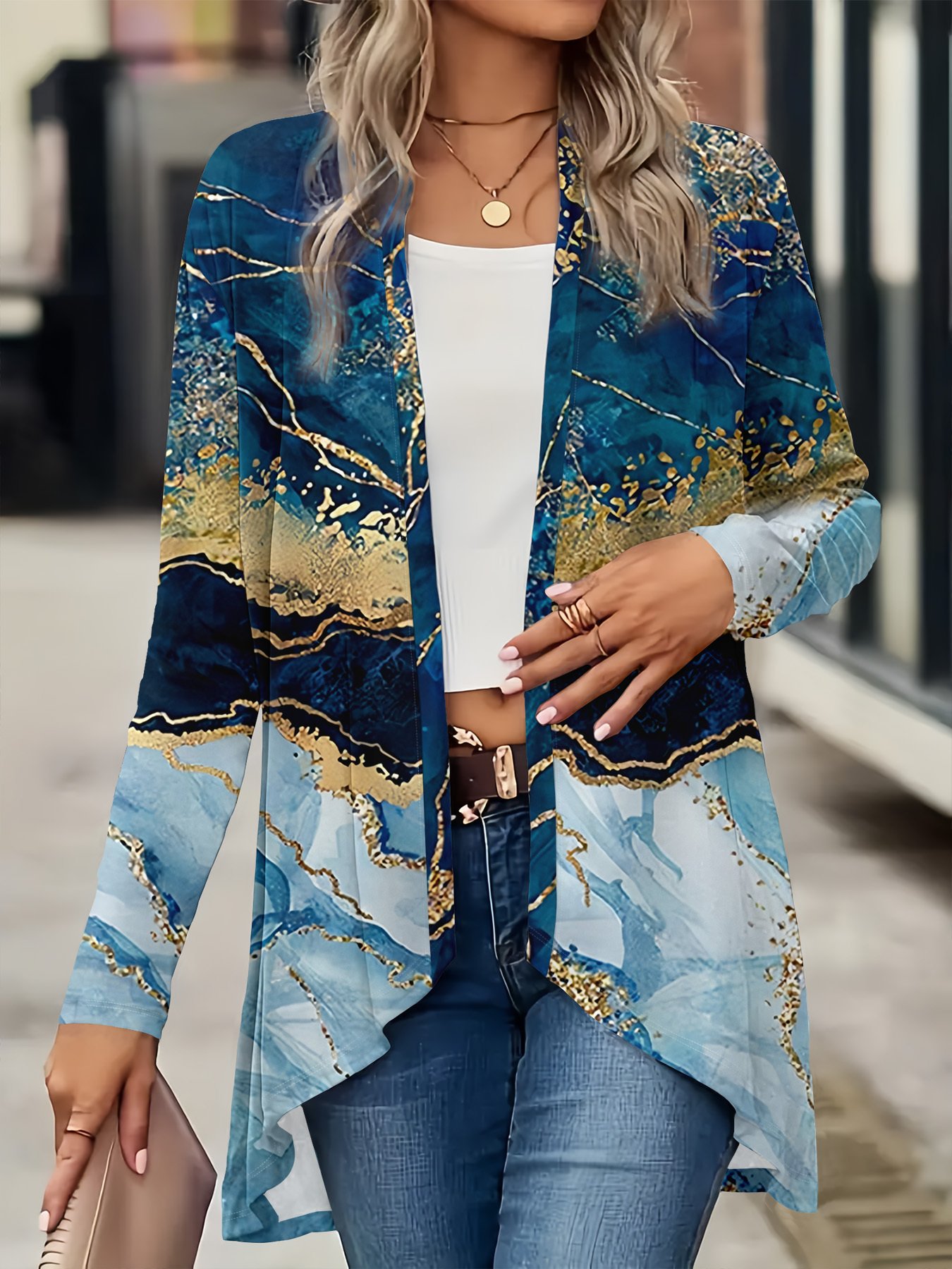 Damen Frühling/Herbst Aufdecken Retro Farbverlauf Leicht Strickjacke