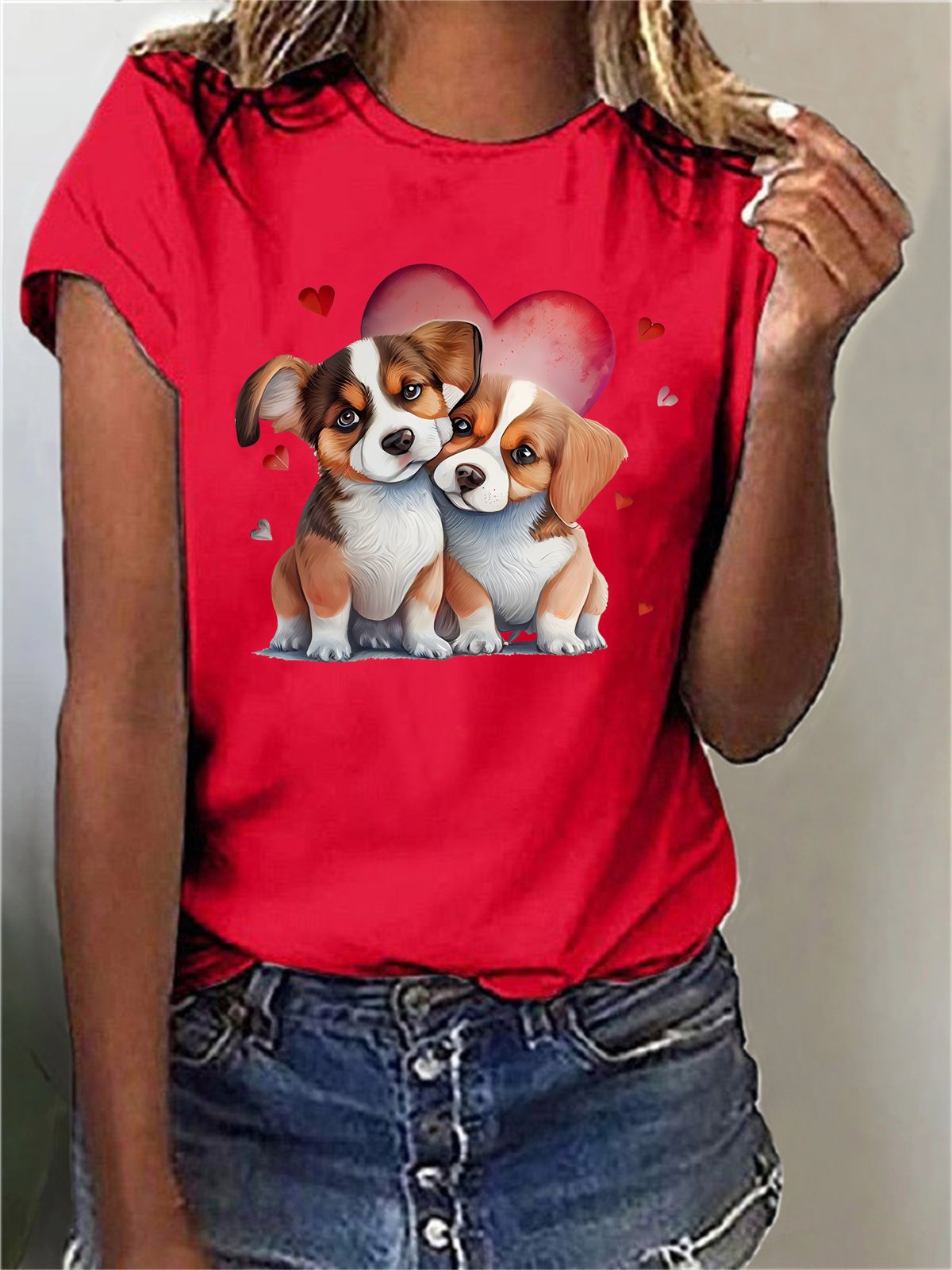 Damen Kurzarm T-Shirts T-Shirt Sommer Hund Baumwollmischung Rundhals Täglich Ausgehen Lässig Oberteile