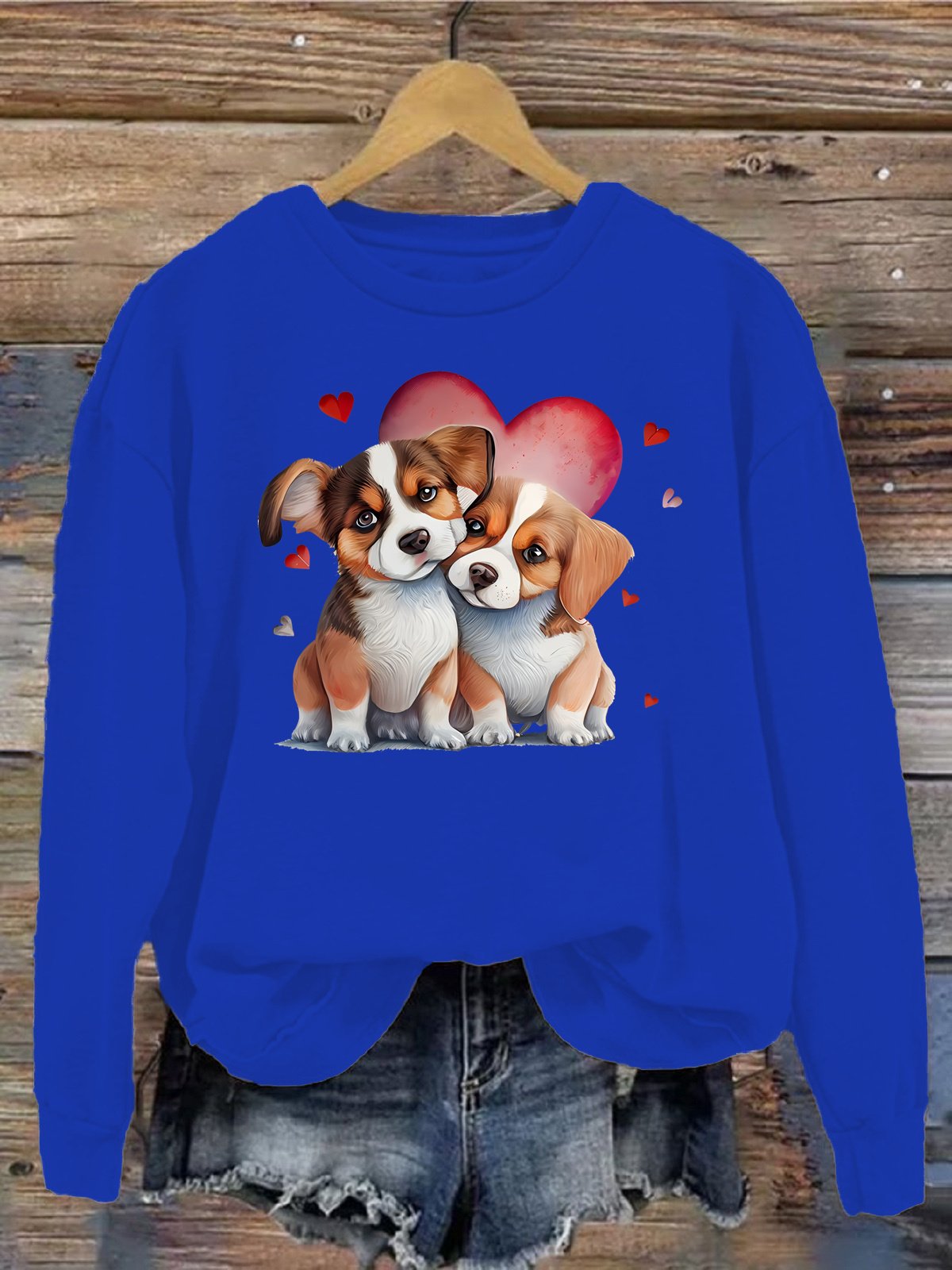 Damen Rundhals Hund Lässig Frühling/Herbst Langarm Sweatshirt