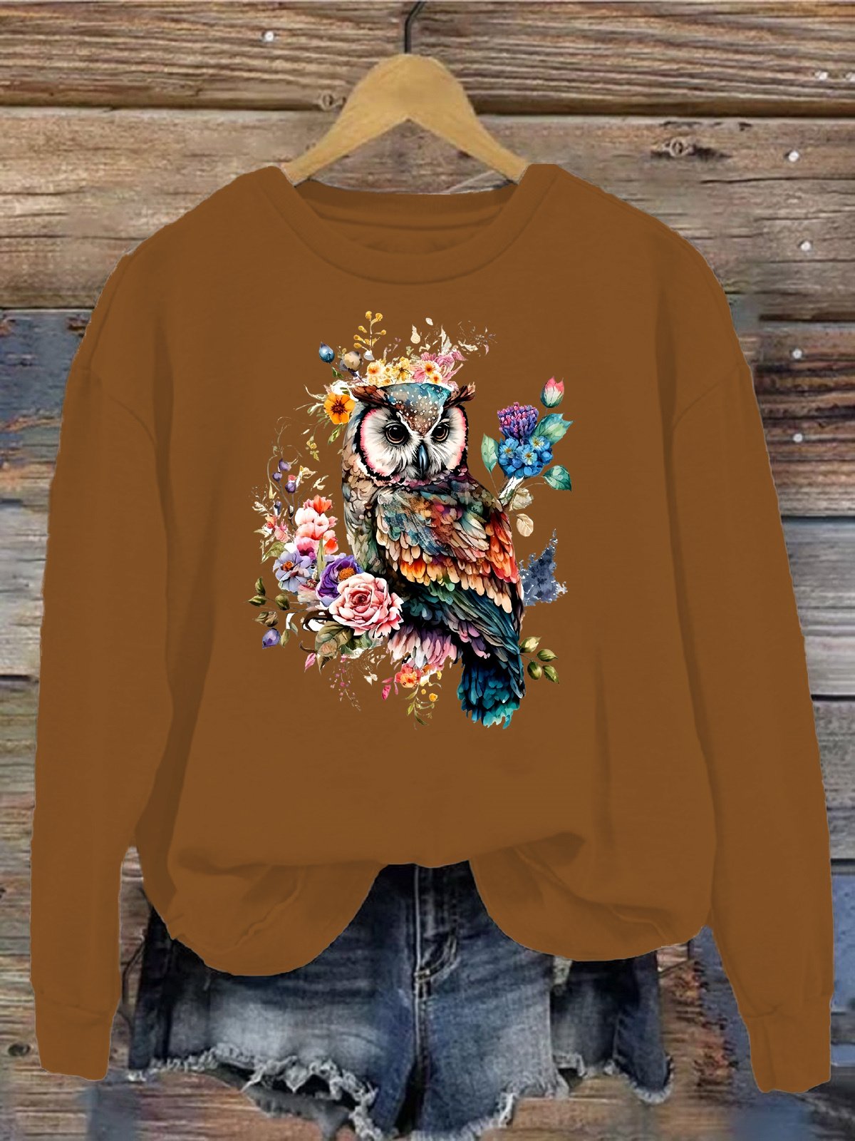 Damen Rundhals Vogel Lässig Frühling/Herbst Langarm Sweatshirt