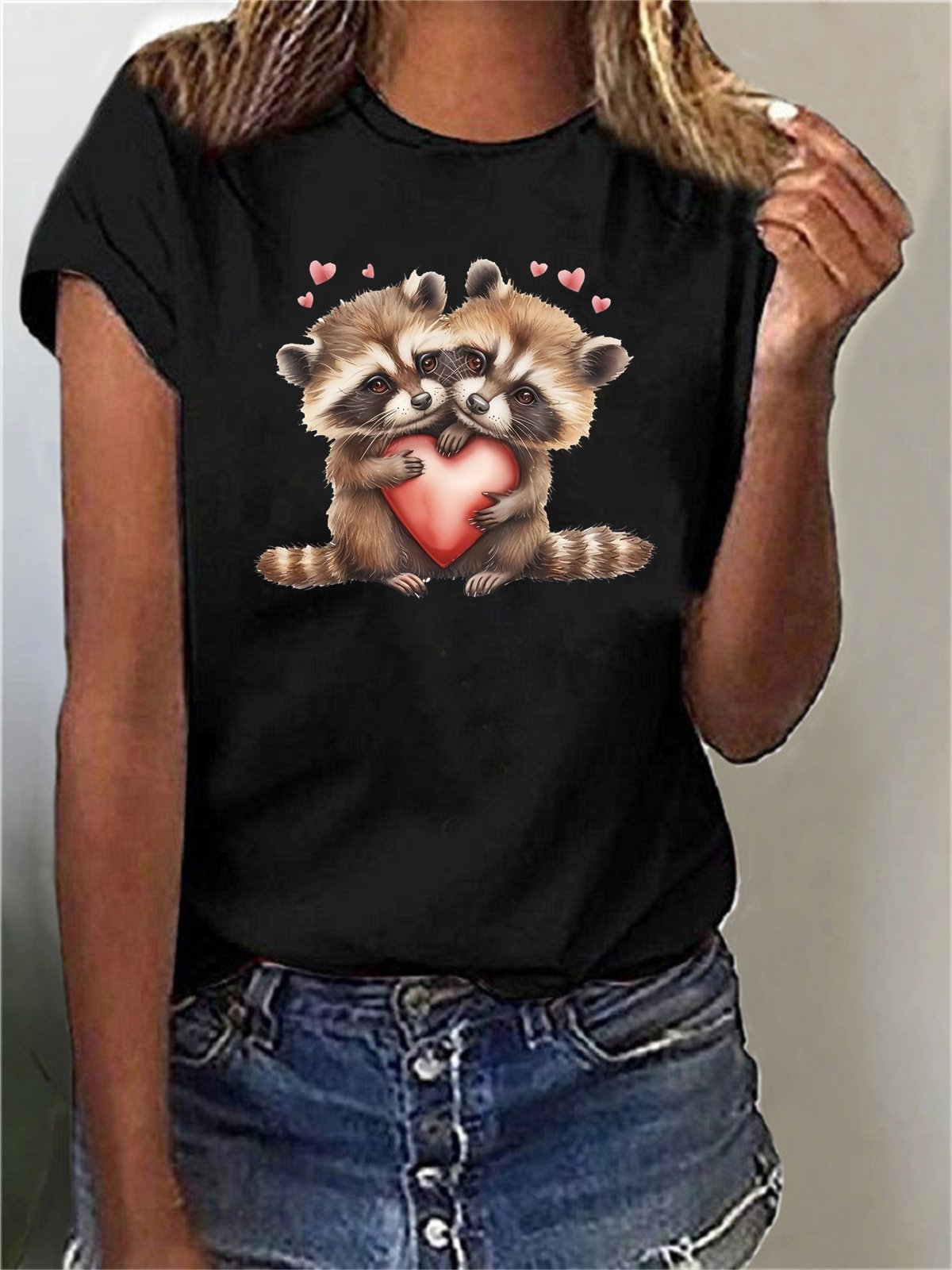 Damen Kurzarm T-Shirts T-Shirt Sommer Katze Baumwollmischung Rundhals Täglich Ausgehen Lässig Oberteile