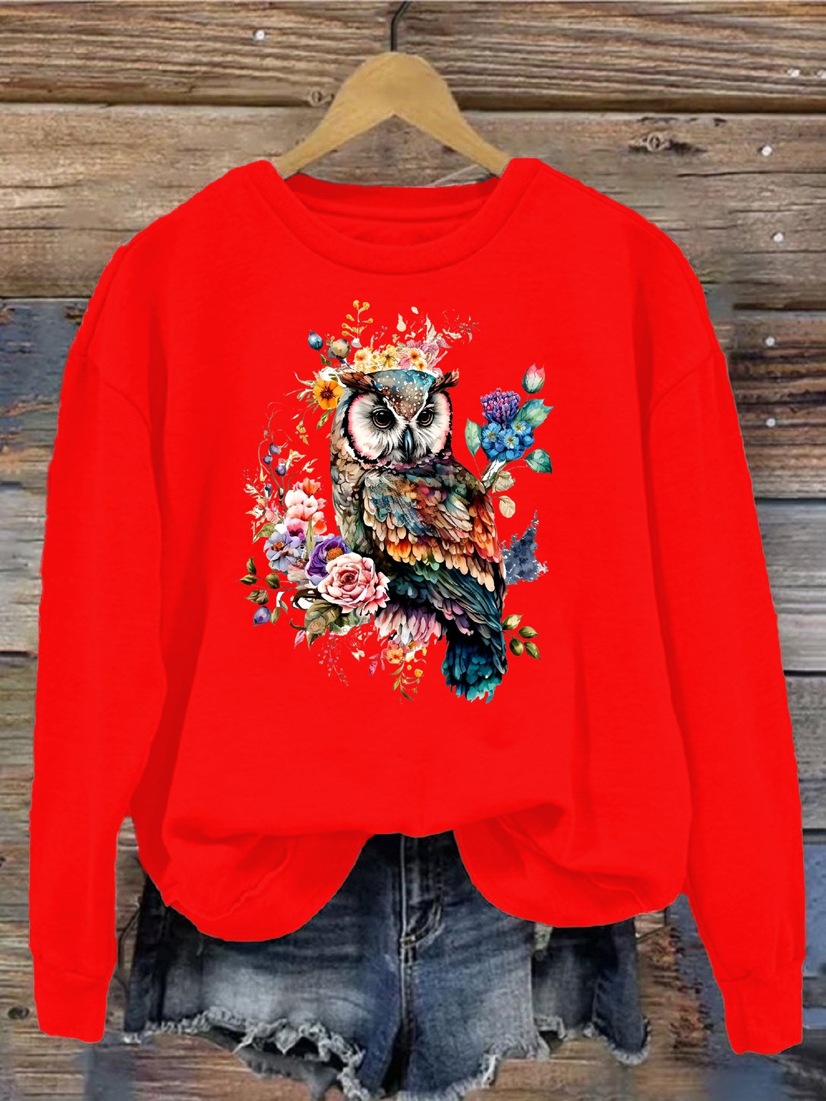 Damen Rundhals Vogel Lässig Frühling/Herbst Langarm Sweatshirt