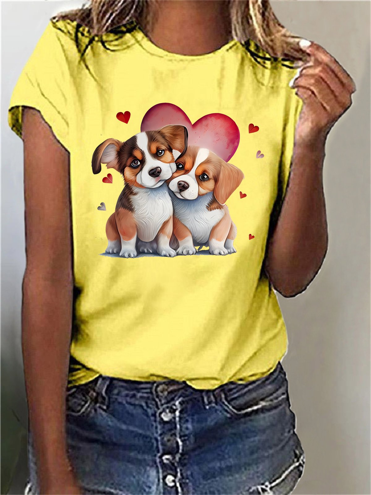 Damen Kurzarm T-Shirts T-Shirt Sommer Hund Baumwollmischung Rundhals Täglich Ausgehen Lässig Oberteile