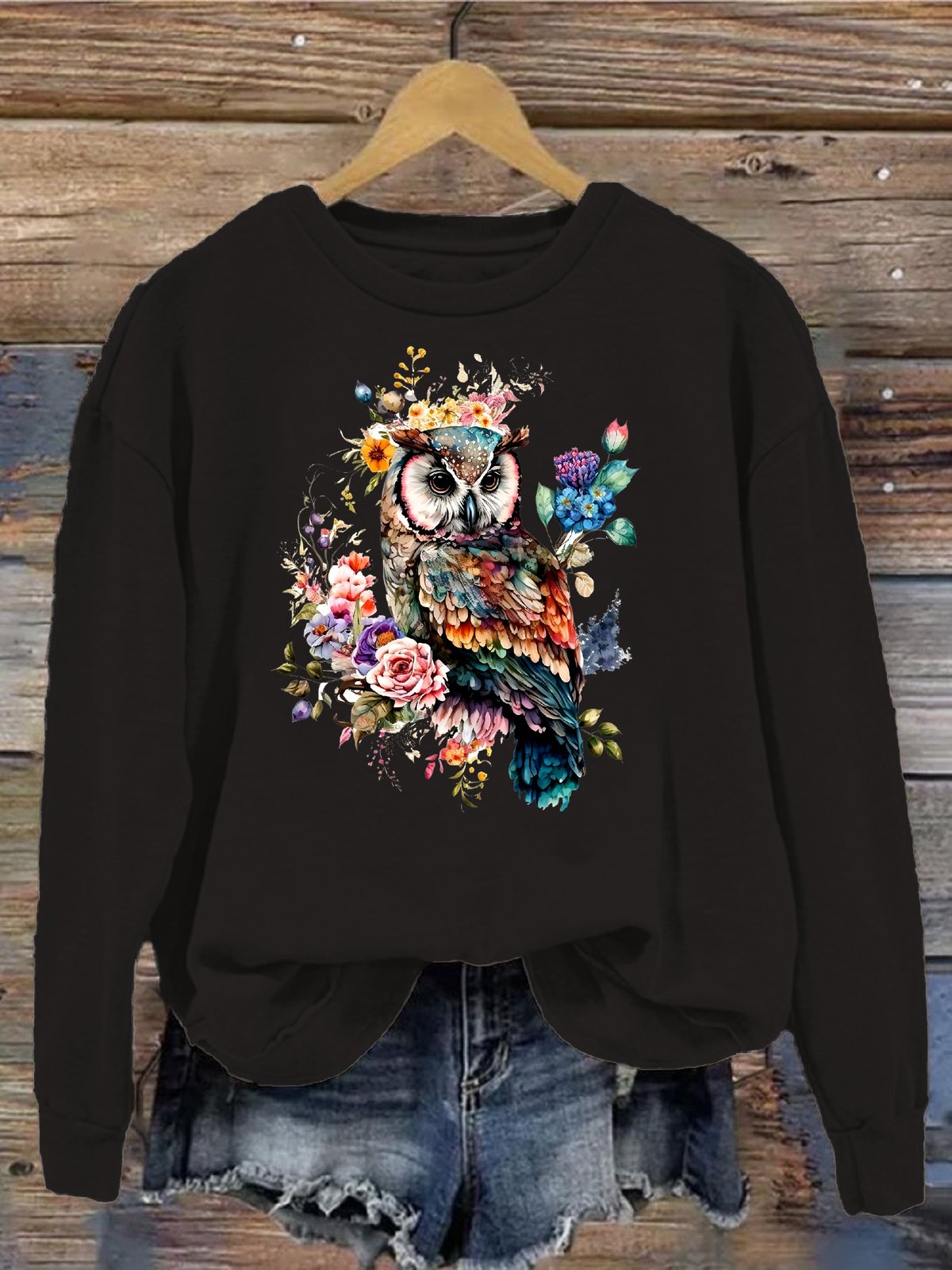 Damen Rundhals Vogel Lässig Frühling/Herbst Langarm Sweatshirt