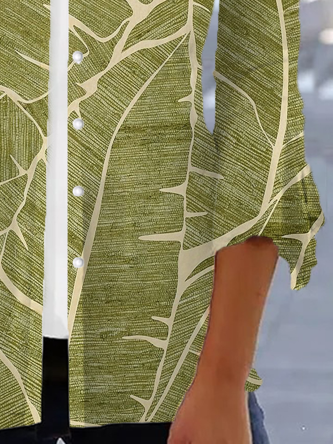 Damen Frühling/Herbst Oberbekleidung Lässig Blätter Jersey Schal Jacke